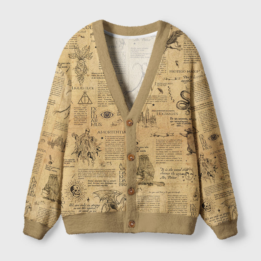 Geeksoutfit Magic Academy Vintage Hand Drawn Book Illustration Geek Ugly Cardigan Sweaters  for Sale