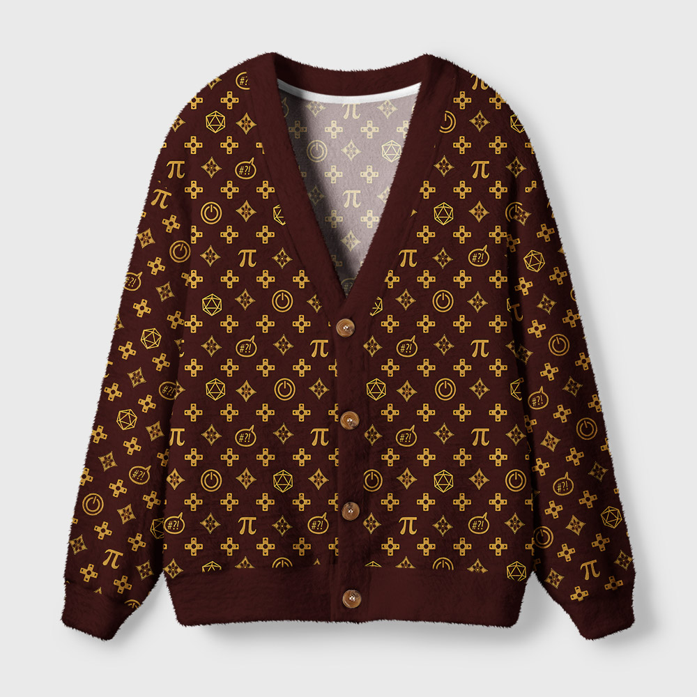 Math PI Dice  Brown Geek Ugly Cardigan Sweaters