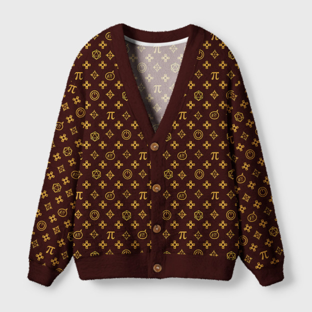 Math PI Dice  Brown Geek Ugly Cardigan Sweaters
