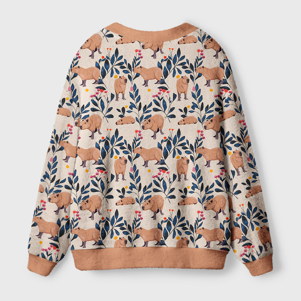 Capybara and Plants Geek Ugly Cardigan Sweaters