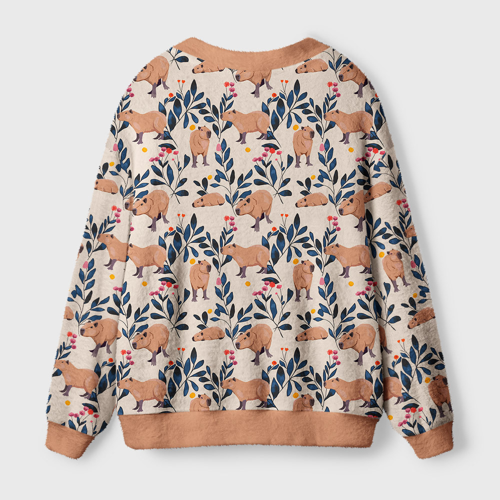 Capybara and Plants Geek Ugly Cardigan Sweaters