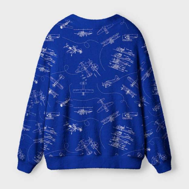 Aircraft Blueprint Geek Ugly Cardigan Sweaters