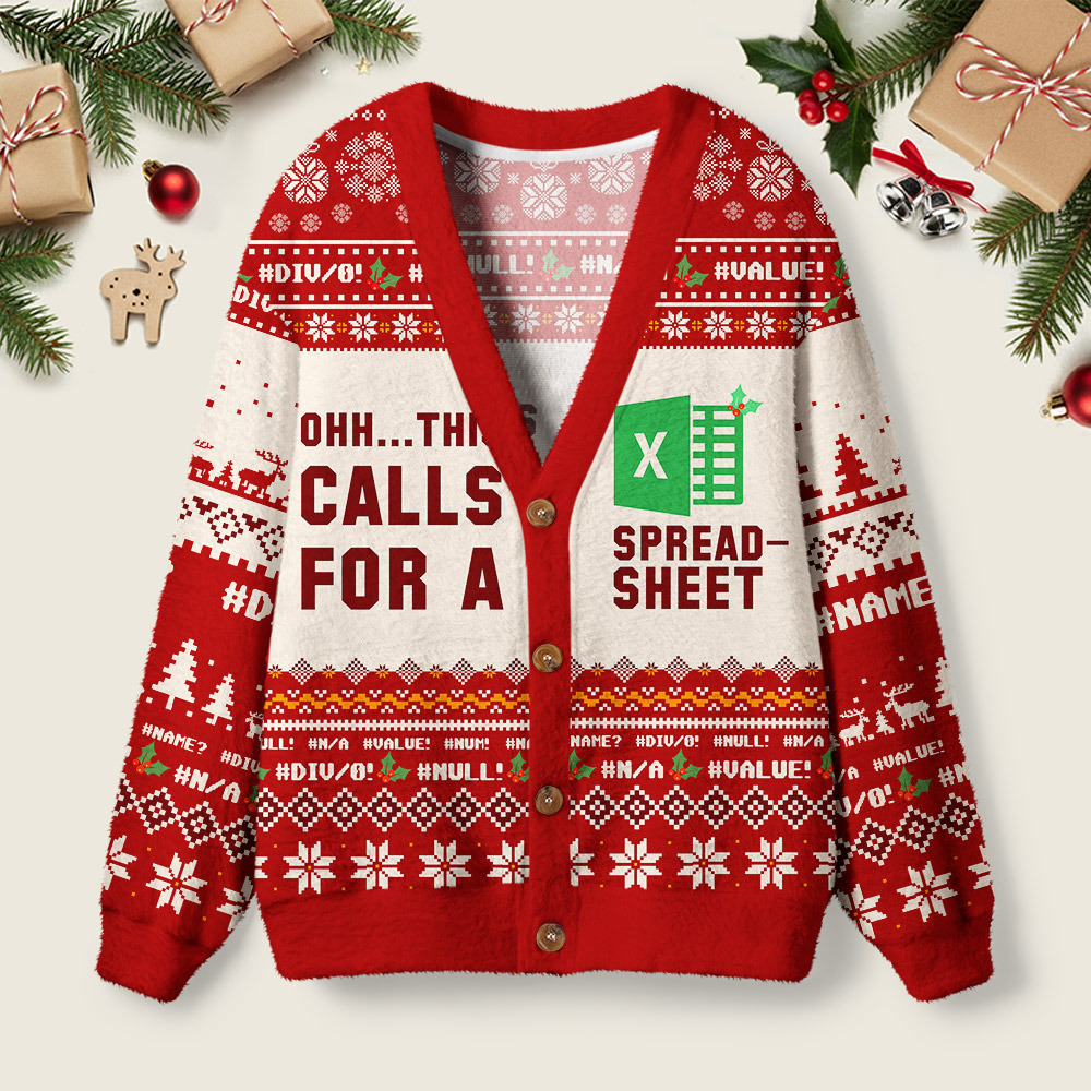 Ohh This Calls for a Spreadsheet Red Geek Ugly Cardigan Sweaters