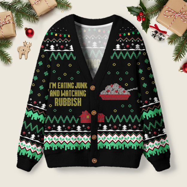 I'm Eating Junk and Watching Rubbish Geek Ugly Cardigan Sweaters