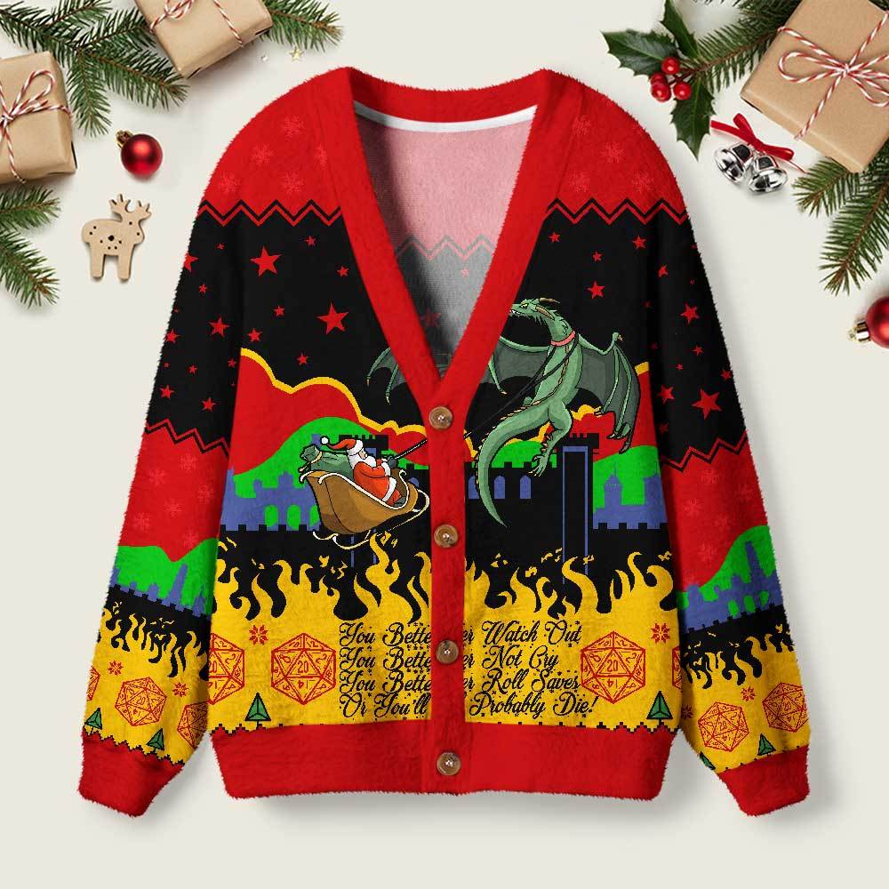 Geeksoutfit Christmas D20 Lover Geek Ugly Cardigan Sweaters  for Sale