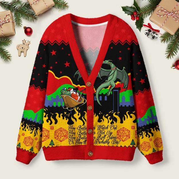 Christmas D20 Lover Geek Ugly Cardigan Sweaters