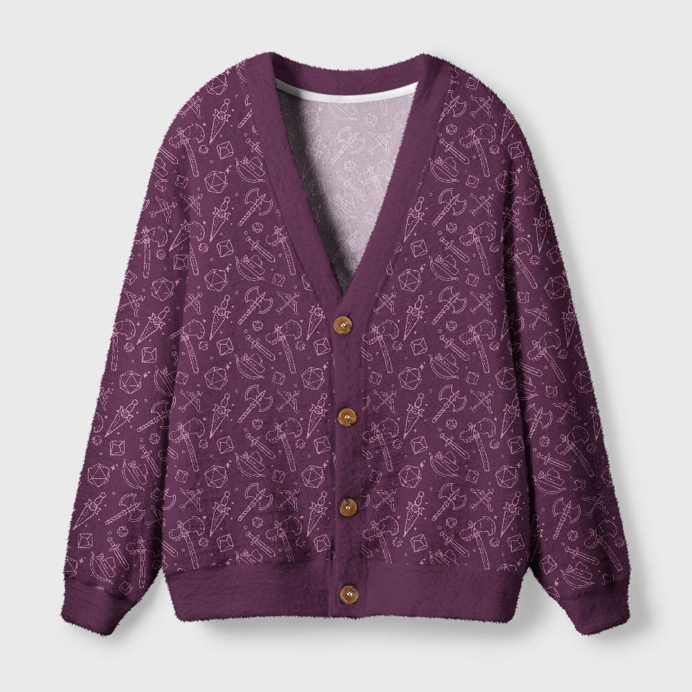 DND Medieval Weapons Geek Ugly Cardigan Sweaters