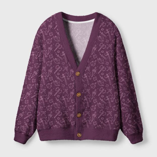 DND Medieval Weapons Geek Ugly Cardigan Sweaters