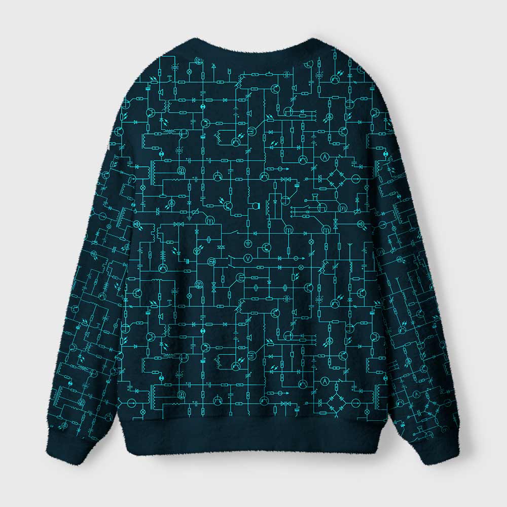 Electronic Components Arrow Dark Blue Geek Ugly Cardigan Sweaters