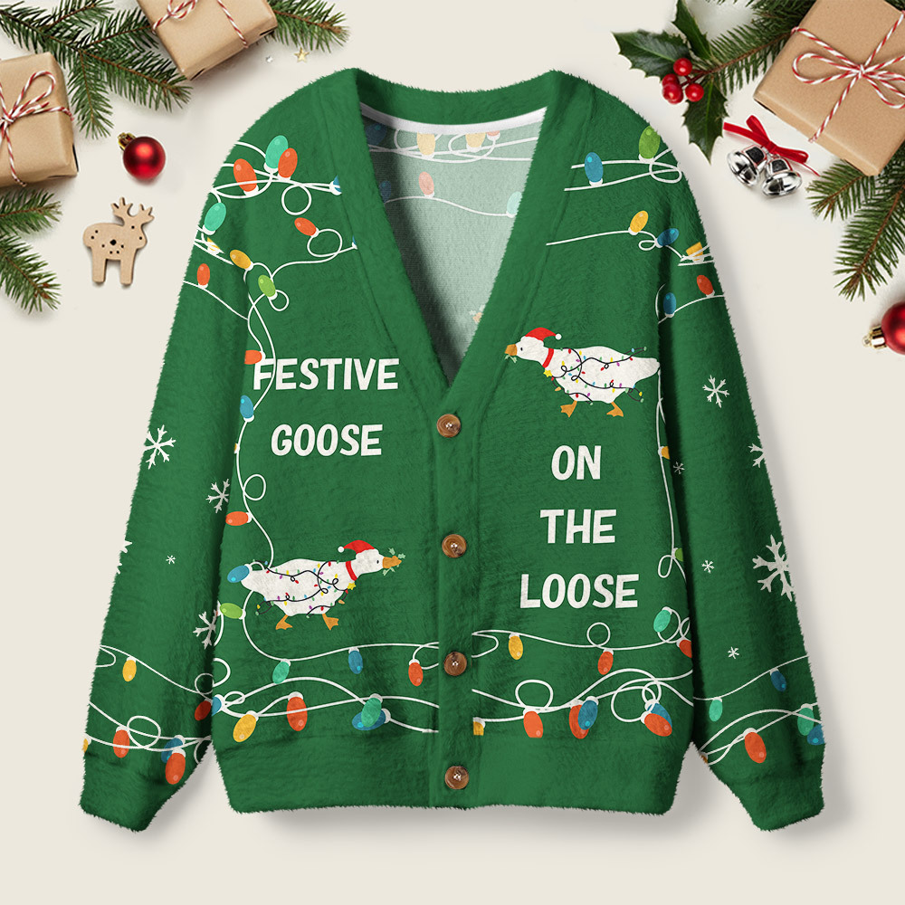 Geeksoutfit Festive Goose Escape Geek Ugly Cardigan Sweaters  for Sale