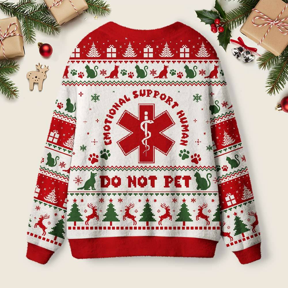 EMOTIONAL SUPPORT HUMAN Geek Ugly Cardigan Sweaters