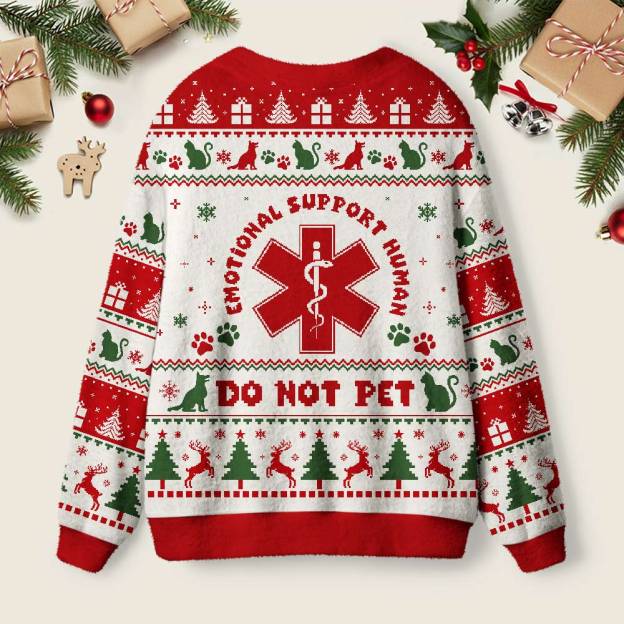 EMOTIONAL SUPPORT HUMAN Geek Ugly Cardigan Sweaters