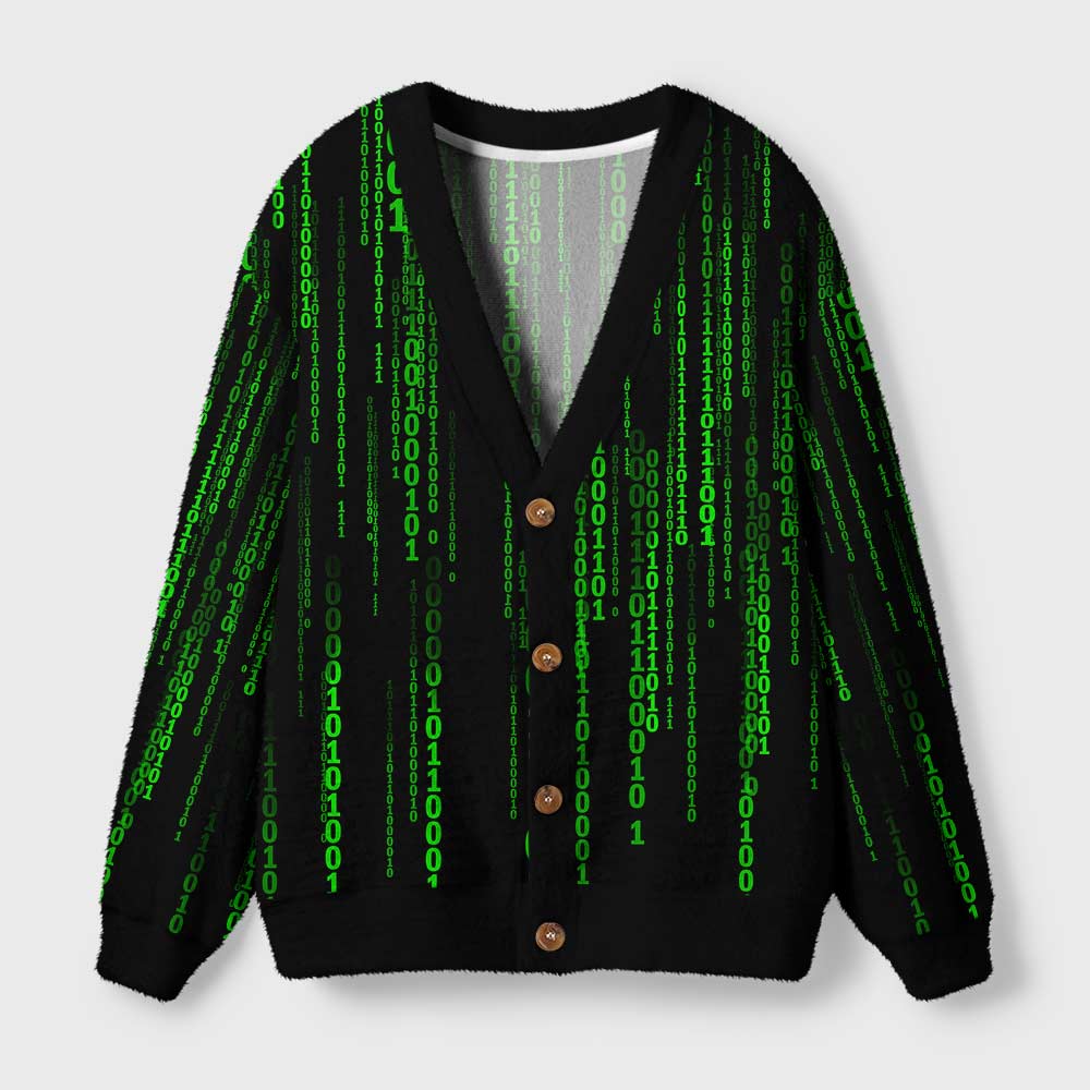 Follow the White Rabbit Black Green Geek Ugly Cardigan Sweaters