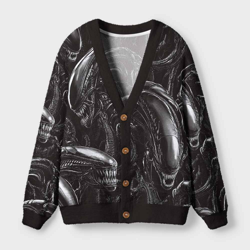 Geeksoutfit Alien Black Geek Ugly Cardigan Sweaters  for Sale