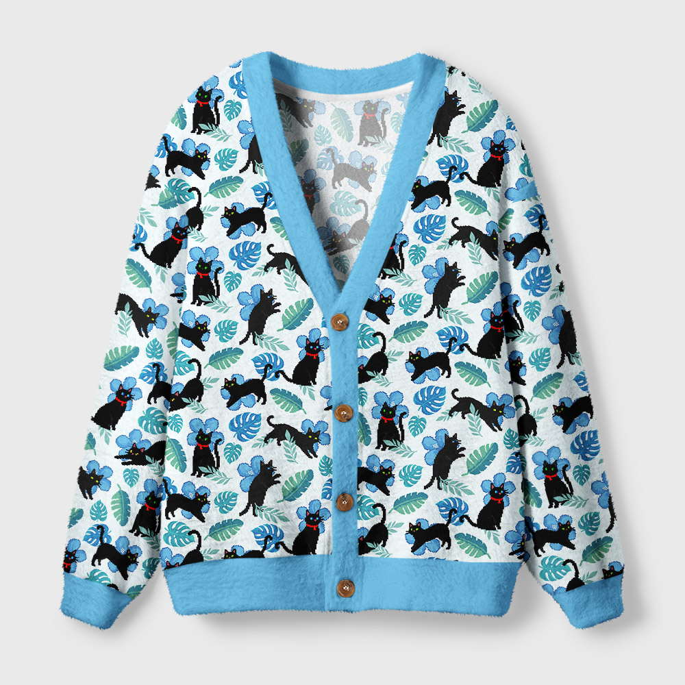 Pixel Cat Hawaii Geek Ugly Cardigan Sweaters