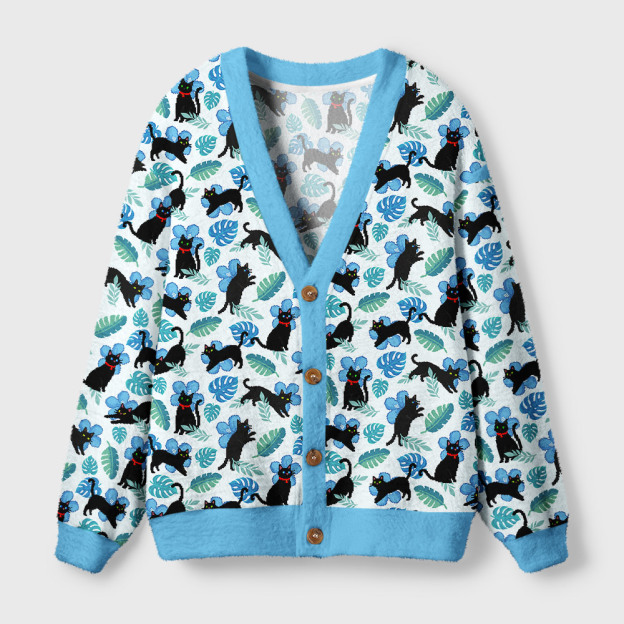 Pixel Cat Hawaii Geek Ugly Cardigan Sweaters
