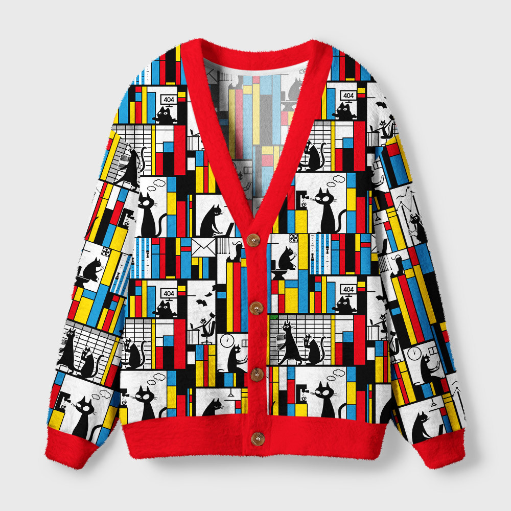 Geeksoutfit Office Cat Geek Ugly Cardigan Sweaters  for Sale