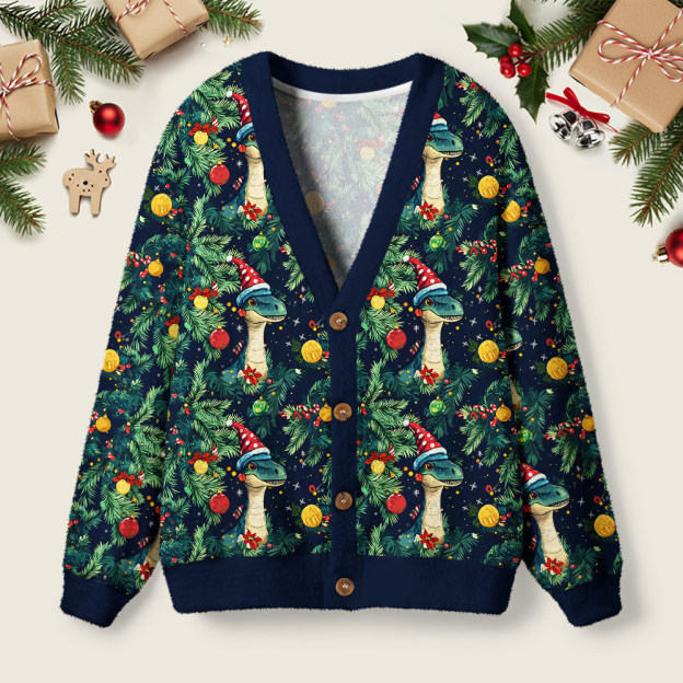 Christmas Dinosaur Geek Ugly Cardigan Sweaters