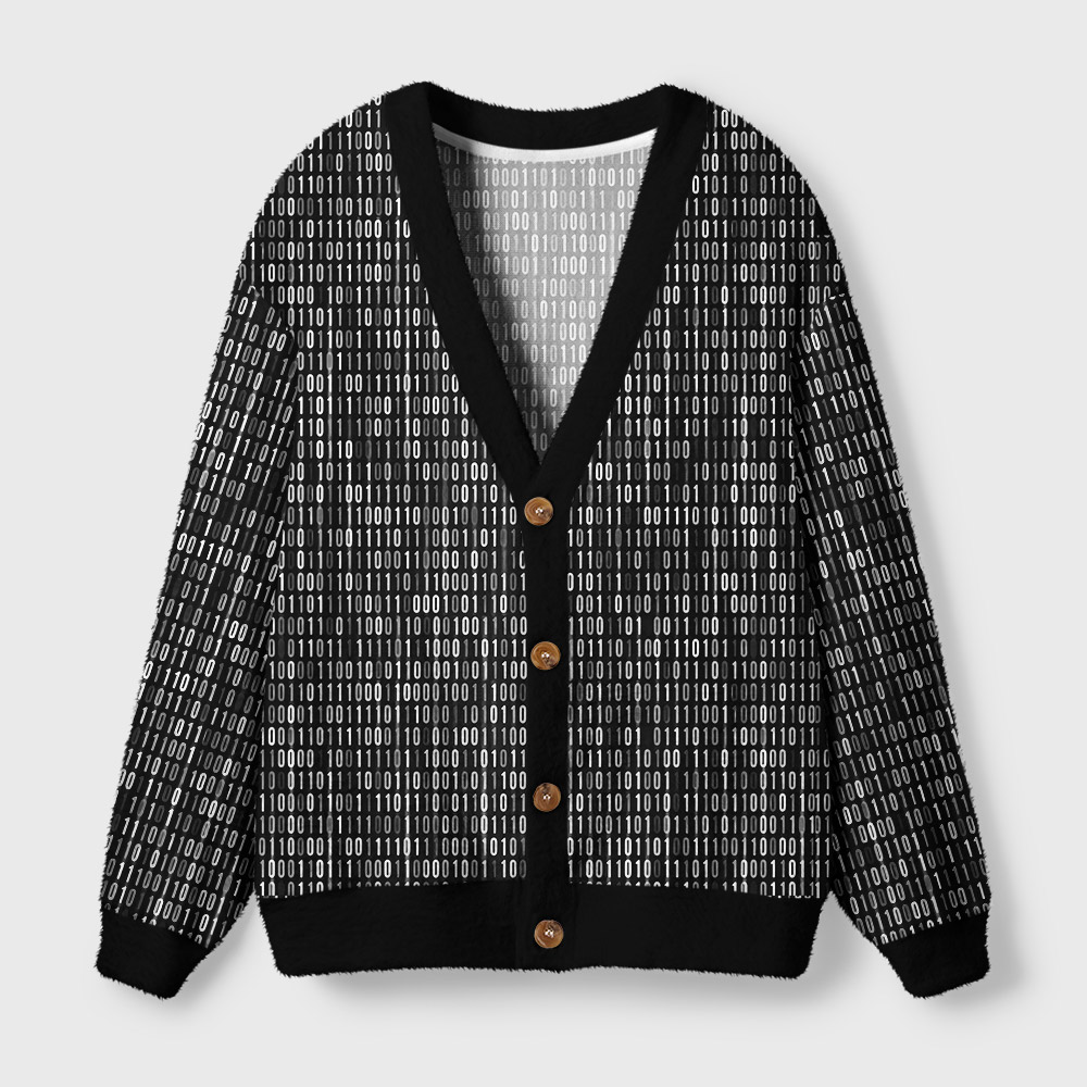 Binary Computer 1s and 0s Black Geek Ugly Cardigan Sweaters