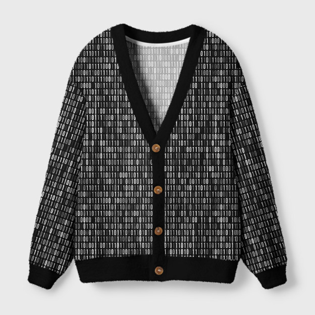 Binary Computer 1s and 0s Black Geek Ugly Cardigan Sweaters