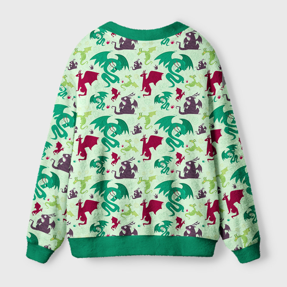 Dragons Pistachio Green Geek Ugly Cardigan Sweaters