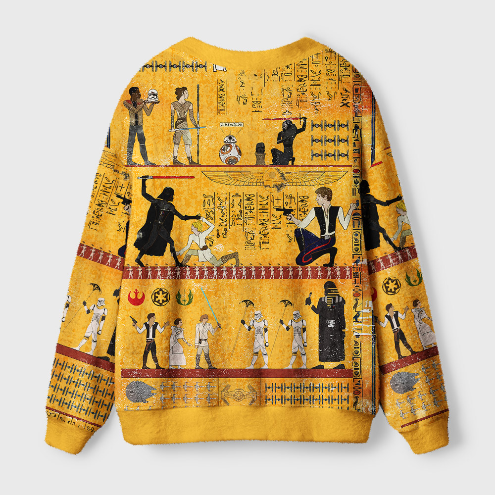 Dark Warrior Ancient Egypt Mural Geek Ugly Cardigan Sweaters
