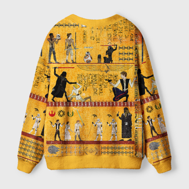 Dark Warrior Ancient Egypt Mural Geek Ugly Cardigan Sweaters