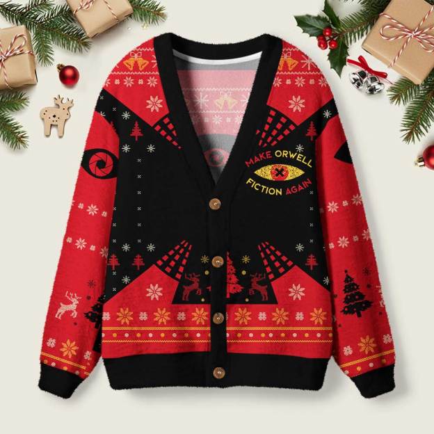 Make Orwell Fiction Again Geek Ugly Cardigan Sweaters