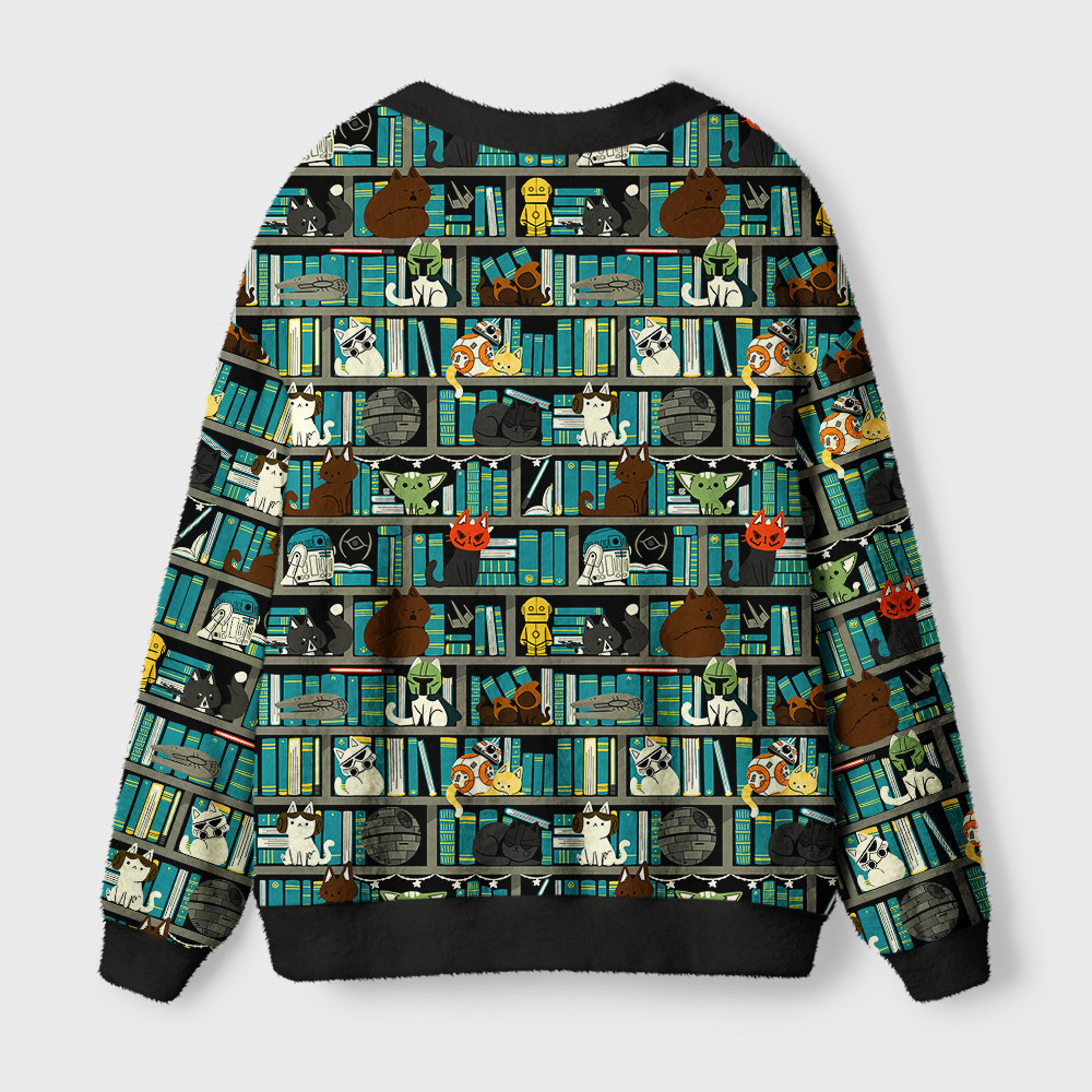 Sci-Fi Universe Bookshelf Geek Ugly Cardigan Sweaters