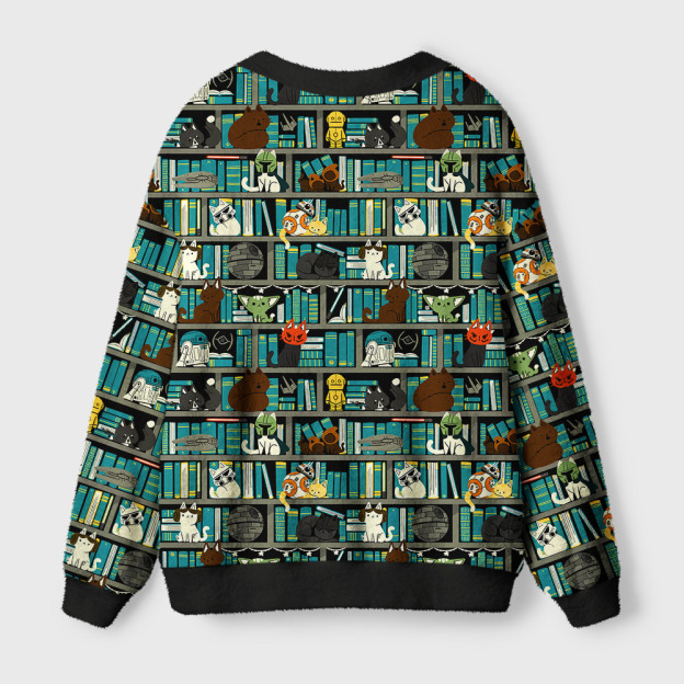 Sci-Fi Universe Bookshelf Geek Ugly Cardigan Sweaters