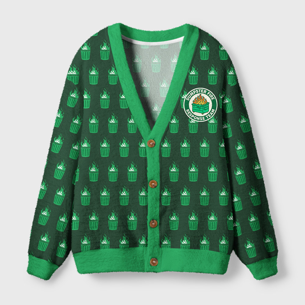 Dumpster Fire Response Team Geek Ugly Cardigan Sweaters