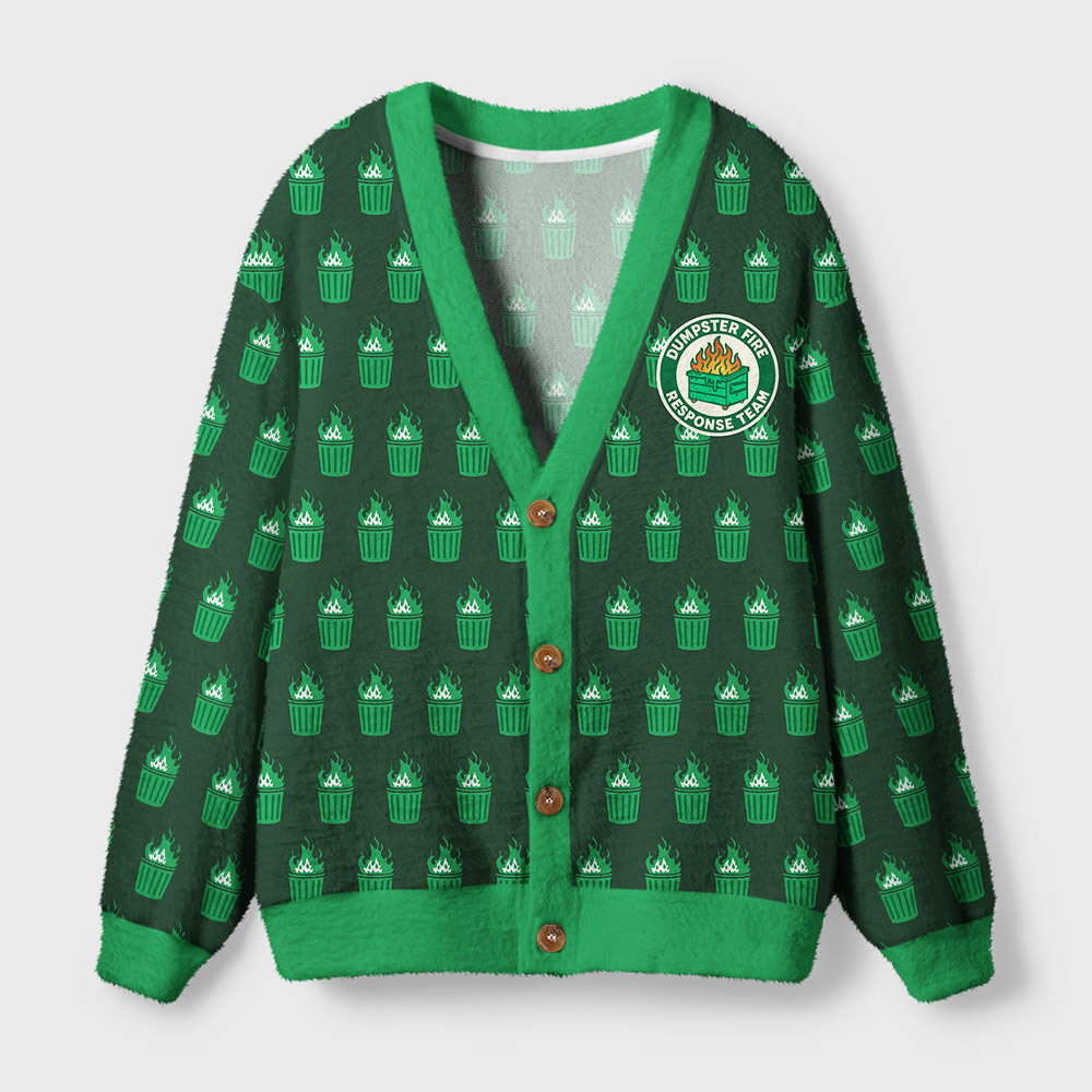 Geeksoutfit Dumpster Fire Response Team Geek Ugly Cardigan Sweaters  for Sale