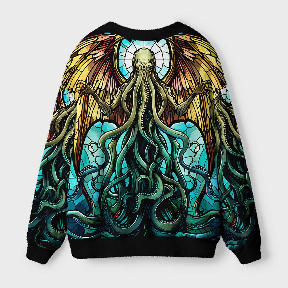Stained Glass Style Cthulhu Geek Ugly Cardigan Sweaters