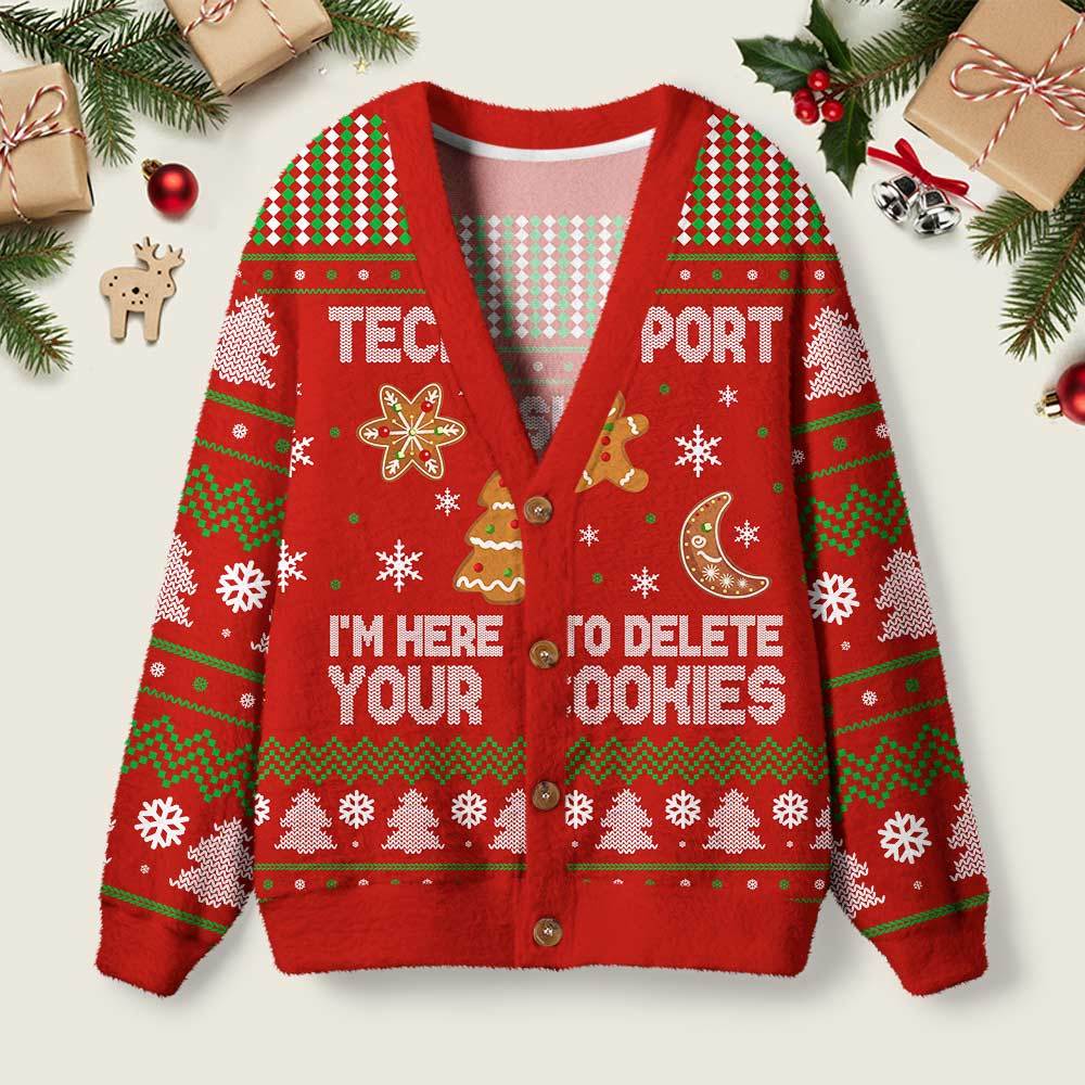Geeksoutfit Tech Support Computer Programmer Red Geek Ugly Cardigan Sweaters  for Sale