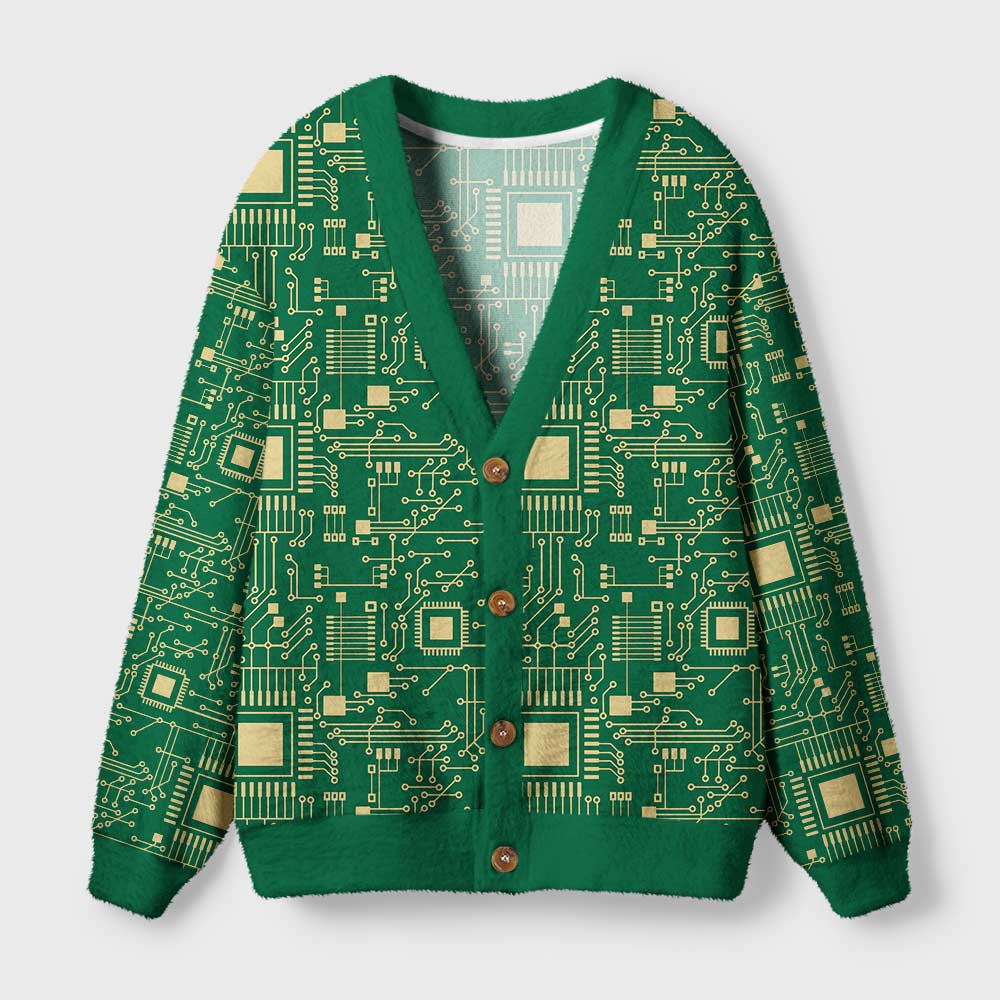 Technology Sense Circuit Board Geek Ugly Cardigan Sweaters