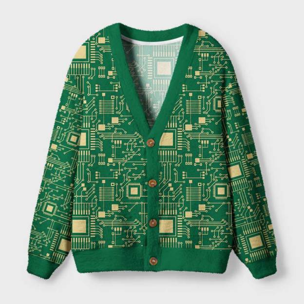Technology Sense Circuit Board Geek Ugly Cardigan Sweaters