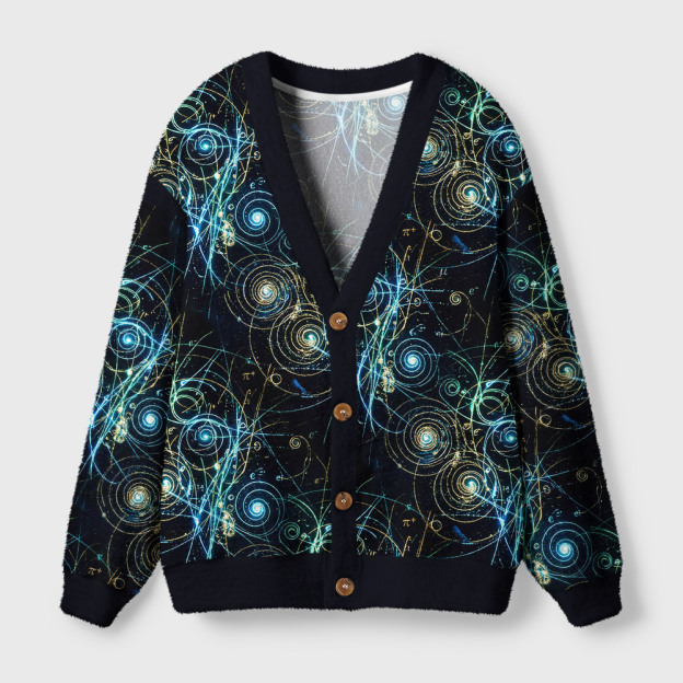 Quantum Spiral Geek Ugly Cardigan Sweaters