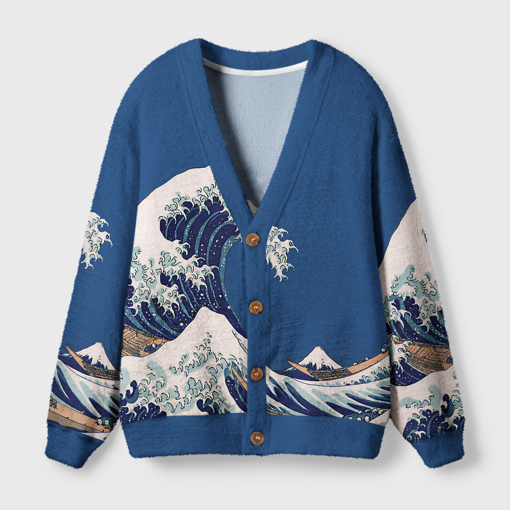 Great Fibonacci Wave Geek Ugly Cardigan Sweaters