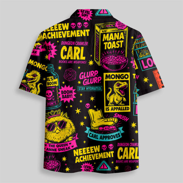 Neon Dungeon Mayhem Button Up Pocket Shirt