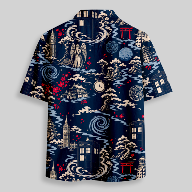 Midnight Time Traveler Button Up Pocket Shirt