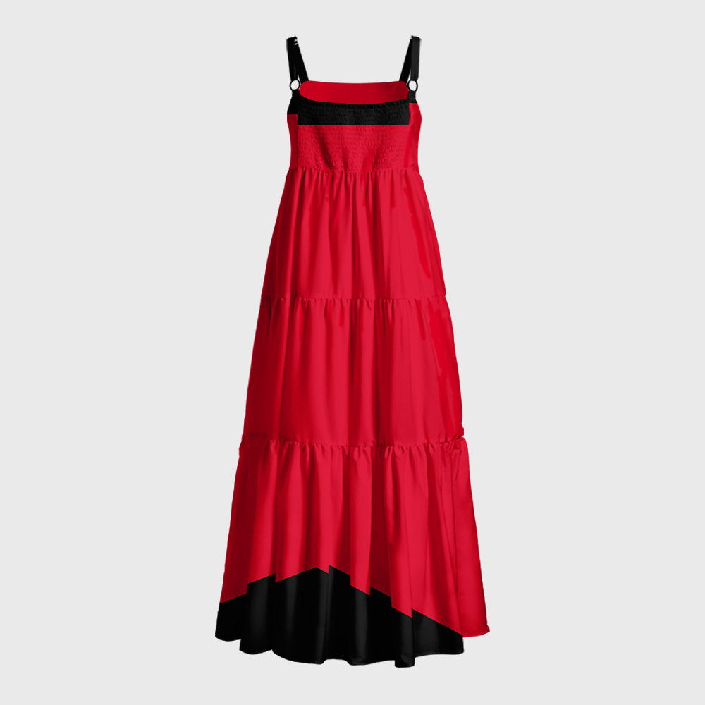 Red Live Long & Prosper Sci-Fi Fleet Geek Tiered Cami Maxi Dress