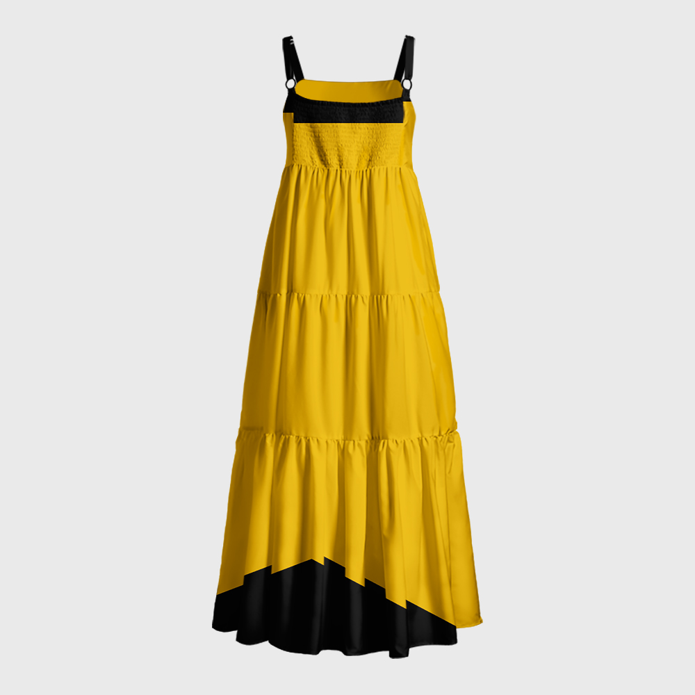 Gold Live Long & Prosper Sci-Fi Fleet Geek Tiered Cami Maxi Dress