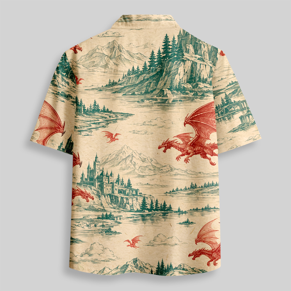 Dragons Above the Pines Button Up Pocket Shirt