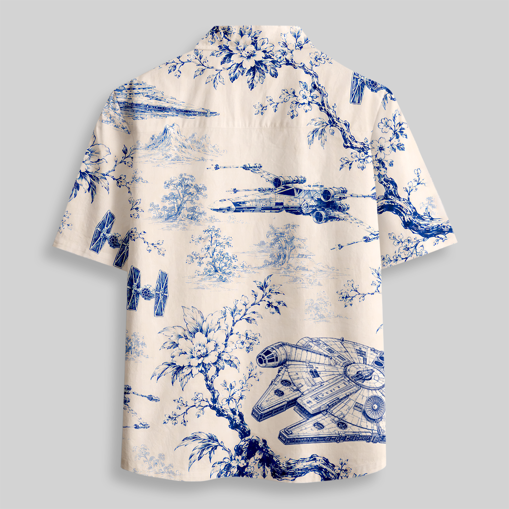 Celestial Blueware Button Up Pocket Shirt