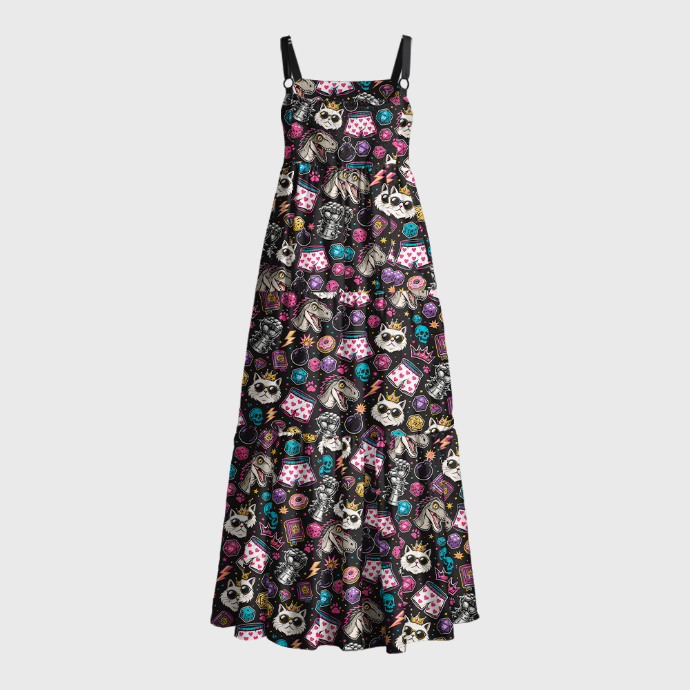 Loot, Paws & Poor Decisions Geek Tiered Cami Maxi Dress