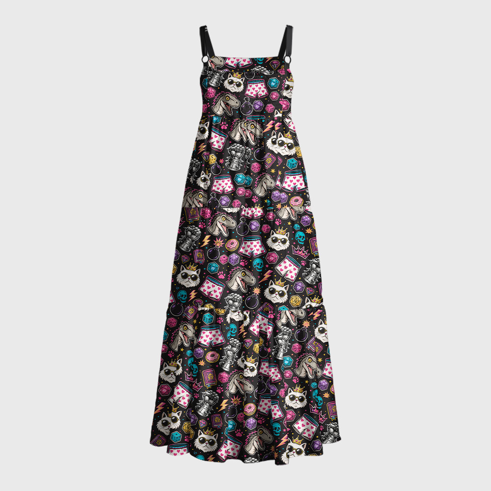 Loot, Paws & Poor Decisions Geek Tiered Cami Maxi Dress
