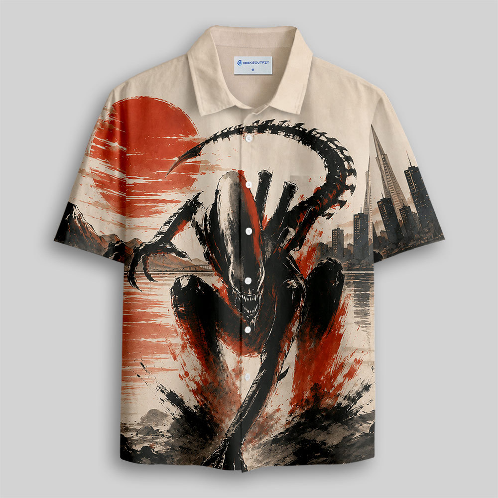 Red Sun Bay Menace Button Up Pocket Shirt