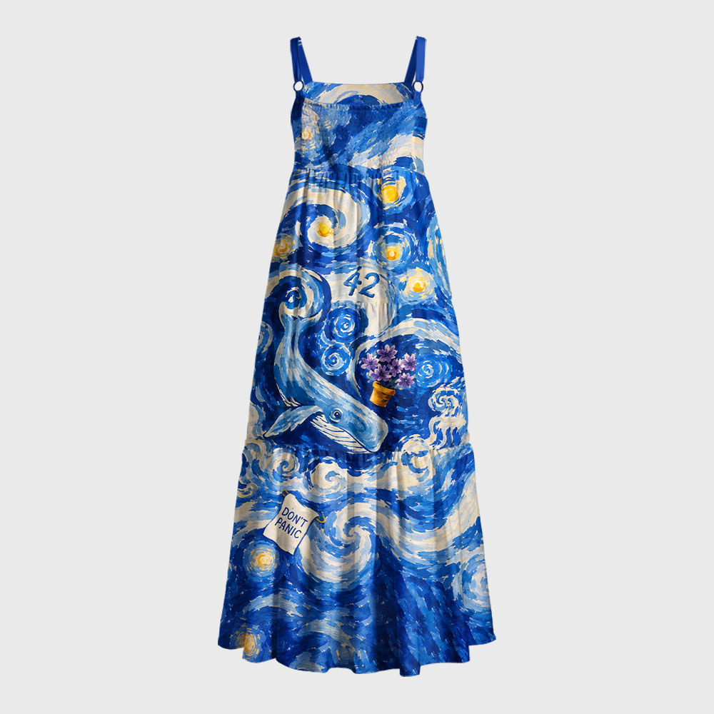 The Galaxy's Don't Panic Geek Tiered Cami Maxi Dress