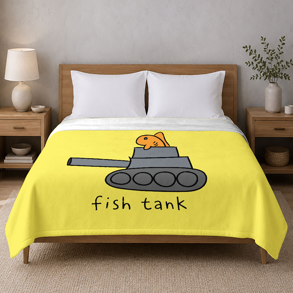 Fish Tank Flannel Throw Blanket 