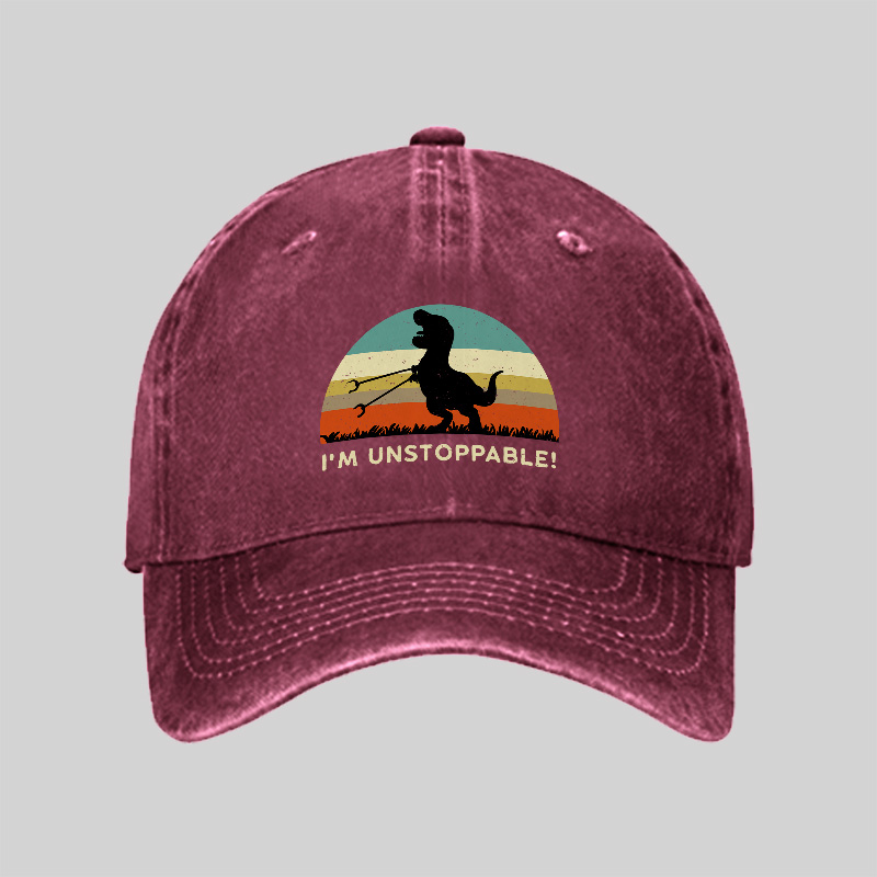 I'm Unstoppable T-Rex Washed Vintage Baseball Cap